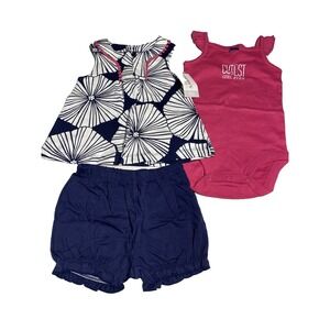 carters baby girls outfit set size 12 months 3 piece shirt shorts bodysuit